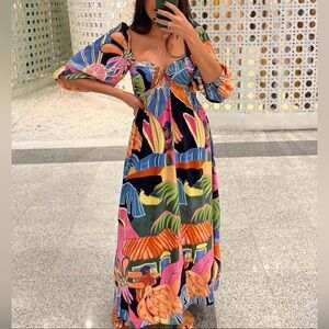 FARM Rio Multicolor Fantasy Long Dress Size S